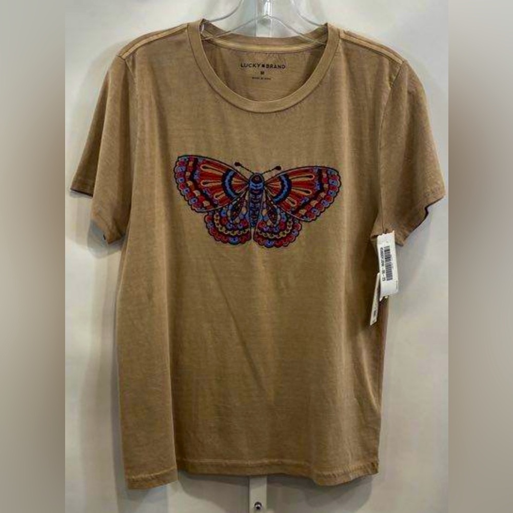 Lucky Brand Tee w/ Embroidered Butterfly NWT